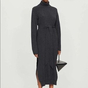 NANUSHKA Canaan Knit Turtleneck Sweater Dress Charcoal